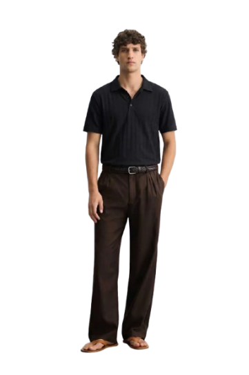 Hawthrone Wear Men's Black Textured Cotton Polo Shirt