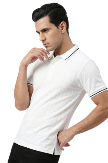 Hawthrone Wear Men's White Textured Polo Shirt