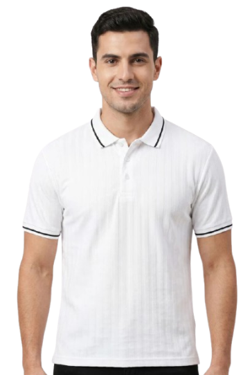 Hawthrone Wear Men's White Textured Polo Shirt