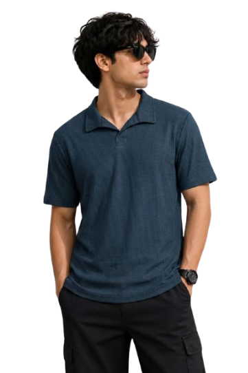 Hawthrone Wear Men's Navy Johnny Collar Polo Shirt