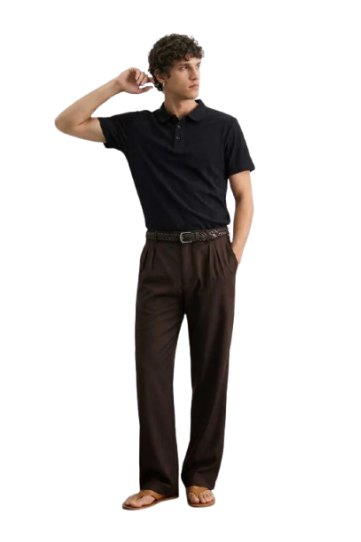 Hawthrone Wear Men's Black Textured Cotton Polo Shirt
