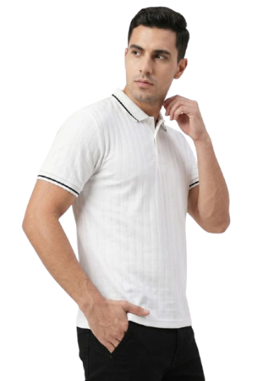 Hawthrone Wear Men's White Textured Polo Shirt