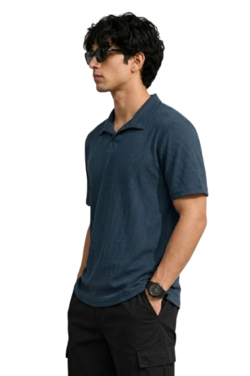 Hawthrone Wear Men's Navy Johnny Collar Polo Shirt